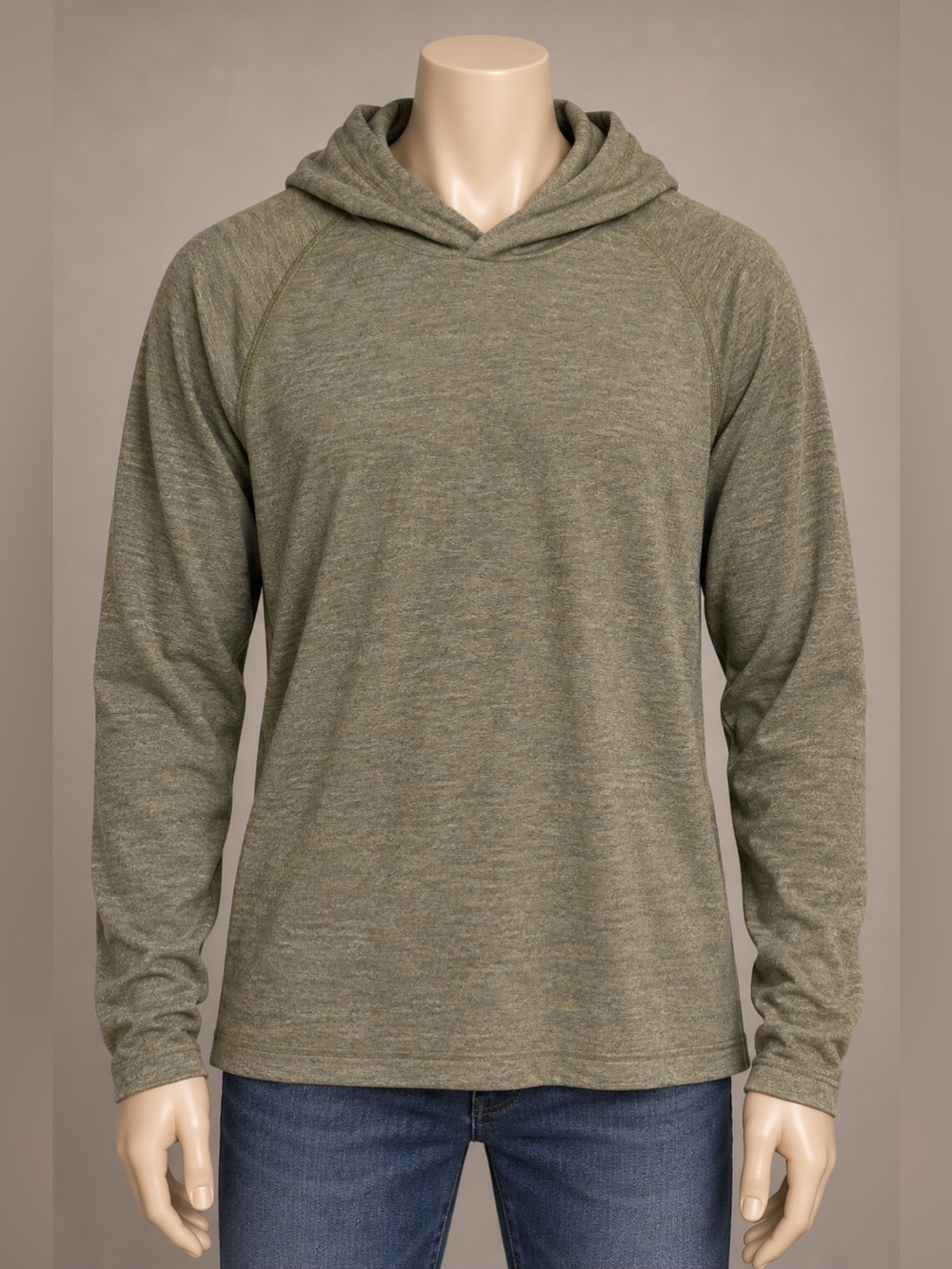 Lululemon Men’s Olive Green Pullover Hoodie M Raglan Crossover Hood 21” PTP